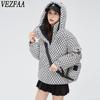 Women's Fashion Casual Fall Winter Plaid Print Long Sleeve Jackets & Coats Down Coats