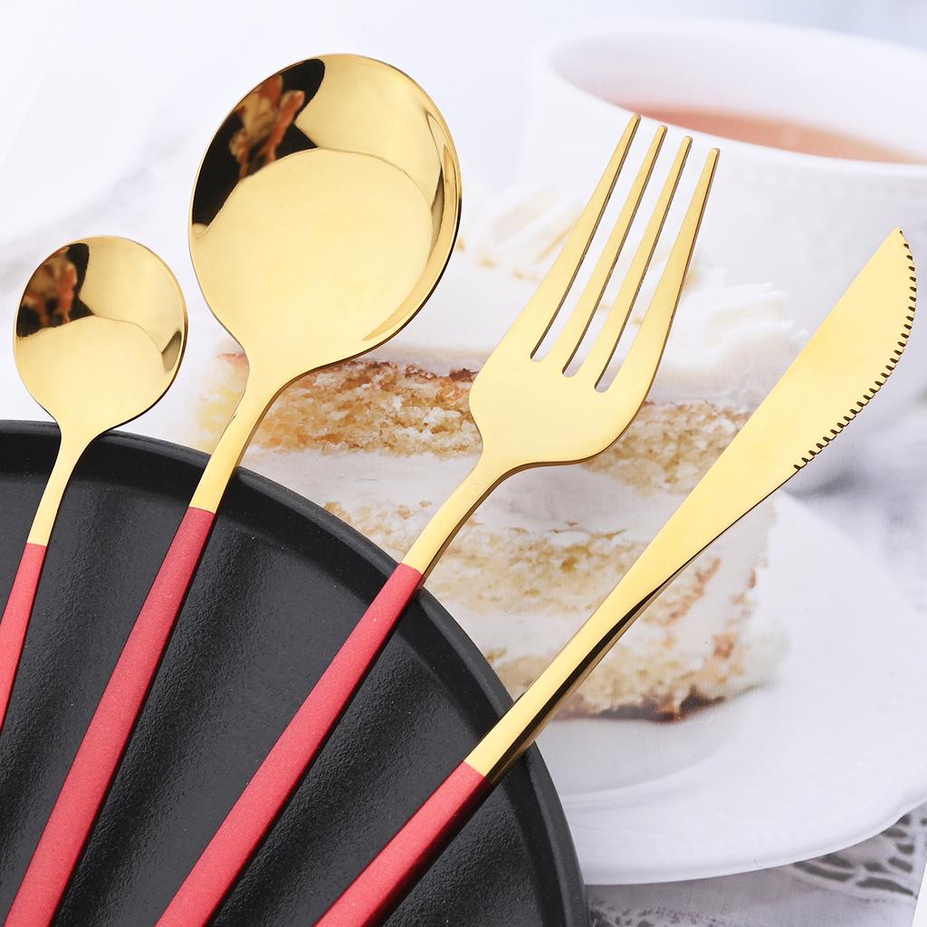 Высокое качество 24 шт., набор столовых приборов из черного золота, нож, вилка, чайная ложка, столовые приборы, зеркало, посуда из нержавеющей стали, кухонное серебро в западном стиле