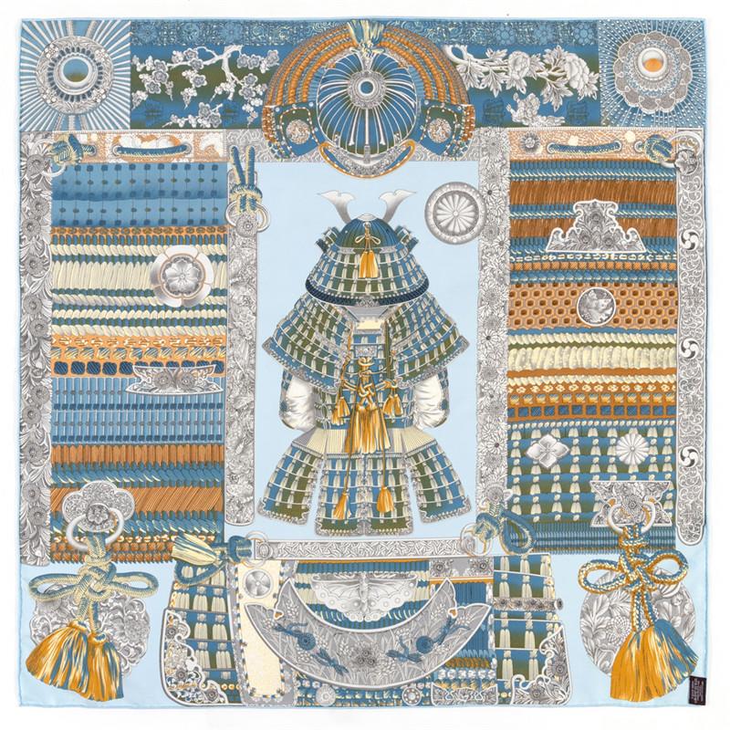 POBING Manual Hand Rolled Twill Silk Scarf Women Indian Feather Square Scarves Echarpes Foulards Femme Wrap Bandana Hijab 90CM