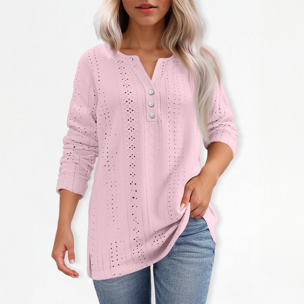 Жен. Футболка Футболка С принтом Пуговицы Рукав 3/4Ежедневно Выходные Мода Классический Топ с v-образным вырезом Обычный