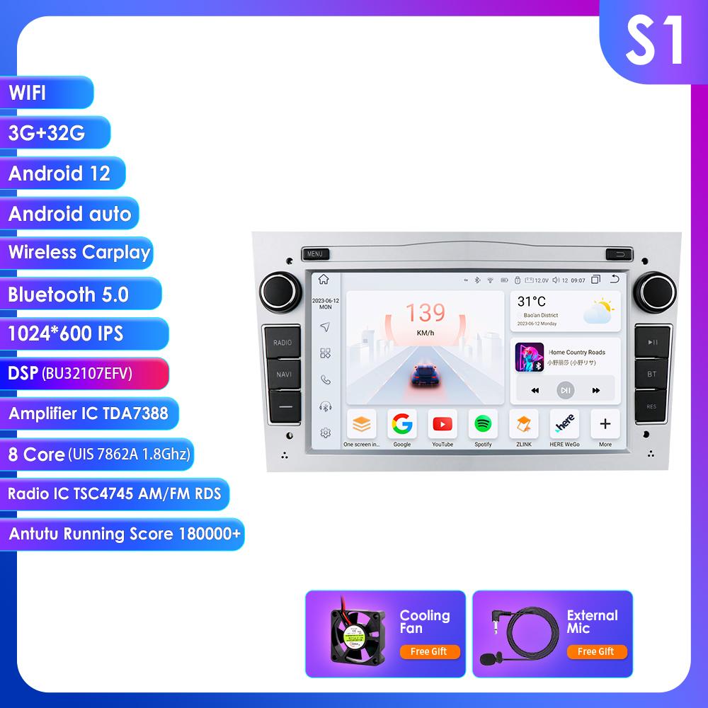 OSSURET Intelligent 8G 128G Android 12 Car Radio For Opel Astra H J 2004 Vectra Vauxhall Antara Zafira Corsa C D Vivaro Meriva 4G Carplay GPS Player