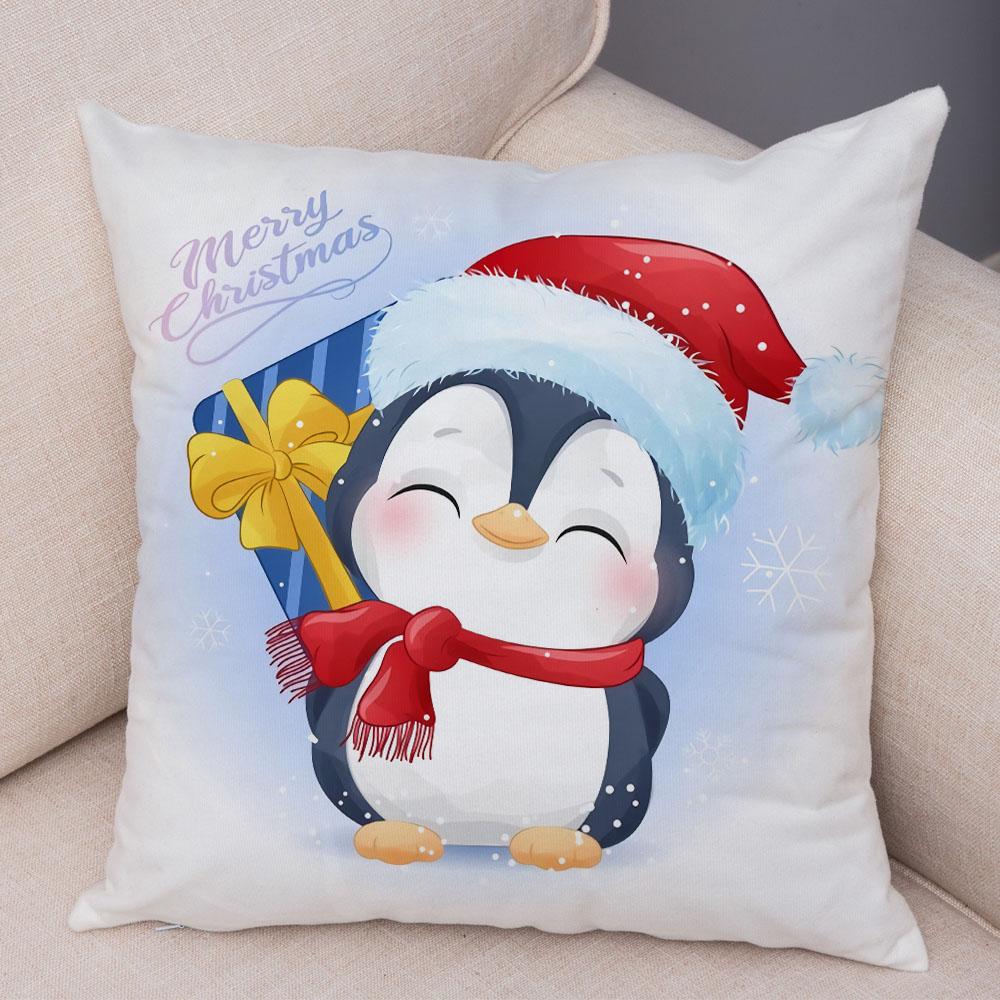 С Рождеством мультфильм Санта-Клаус Пингвин с принтом оленя наволочка для дома, гостиной, украшения дивана, наволочка 45x45 см