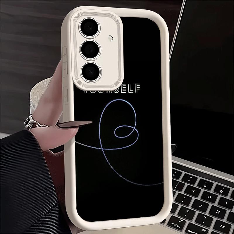 Чехол для телефона Samsung Galaxy A17 A16 A15 A14 A13 Love Yourself Цветок Сердце Линия Kpop A56 A36 A26 A55 A35 A25 A54 A34 A24 A53 A
