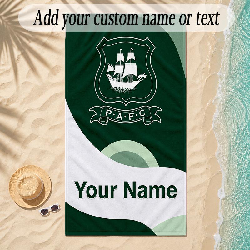 Beach TowelPlymouth Argyle FC Custom Name Text Personalized Soft Towel for Beach Pool Indoor Home Decor Gift