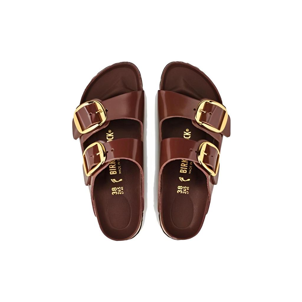 Birkenstock Arizona Big Buckle Natural Leather Patent 'Clay Dark Brown' Women's 1021388