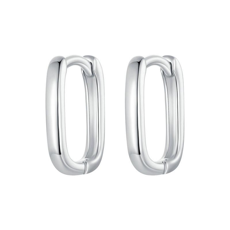 BAMOER 925 Sterling Silver Small Square Earrings Classic French Lightweight Earring for Women Party Wedding Jewelry SCE1735