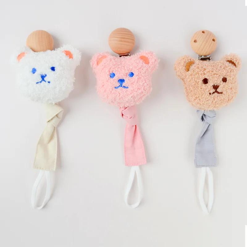 Детская мультяшная плюшевая кукла, хлопковая цепочка против падения, клейкая цепочка для зубов новорожденного, цепочка для сосков лисы, льва, медведя