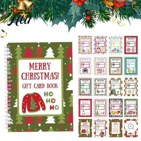 Full Color Design Christmas Card Clip College Survival Gift Book DIY Spiral Binding Festive Functional Xmas Student Themed Bookshelves