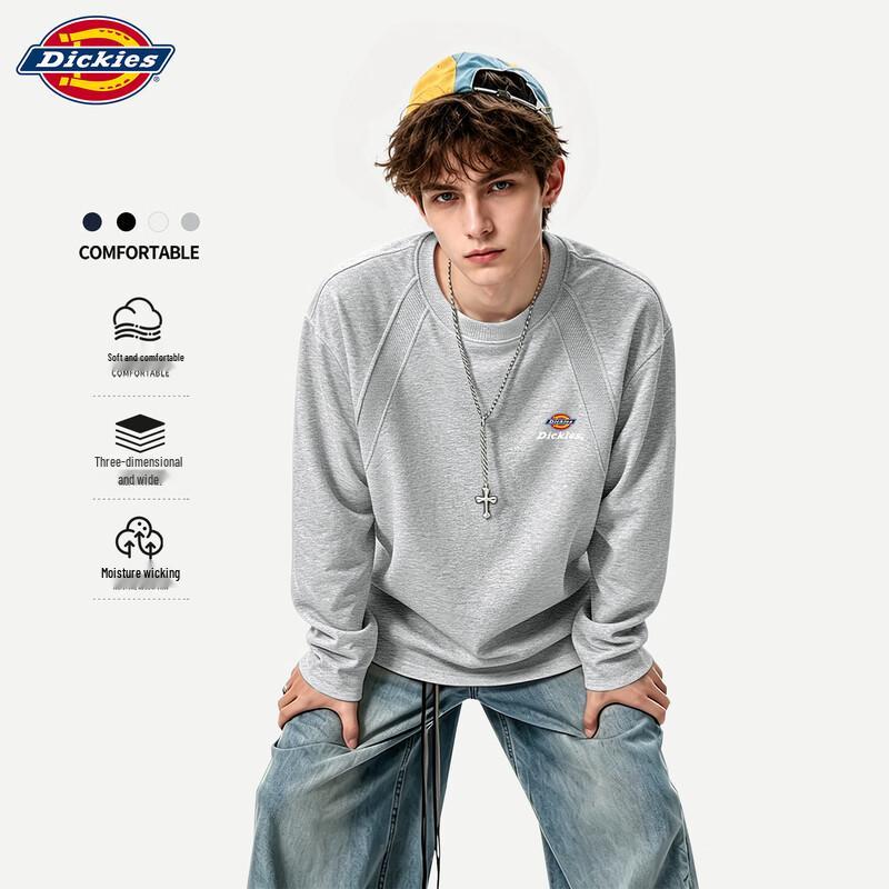Мужская повседневная футболка Dickies с длинным рукавом, деконструированная, с круглым вырезом