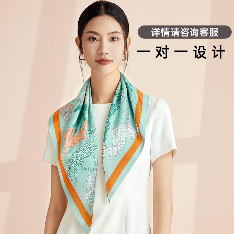 65cm Silk Scarf 100% Mulberry Square Digital Print Professional Gift Women
