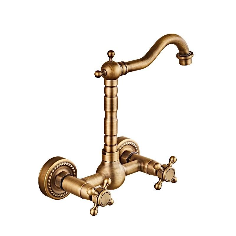 Antique Bronze Pot Filler Tap Wall Mounted Foldable Kitchen Faucet Hot and Cold Single Hole Sink Tap Rotate Folding Spout  Brass