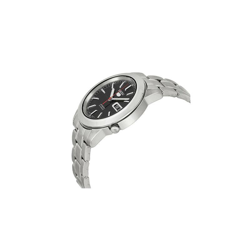 Seiko Seiko5 серебристо-белые мужские водонепроницаемые механические часы отображение даты Автоматические Стальной ремешок мужские часы черный циферблат SNKE53K1
