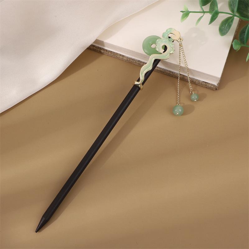 Ancient Style Tassel Hairpin - Imitation Ebony Wood, Hanfu Accessories, Chinese Jewelry for Women