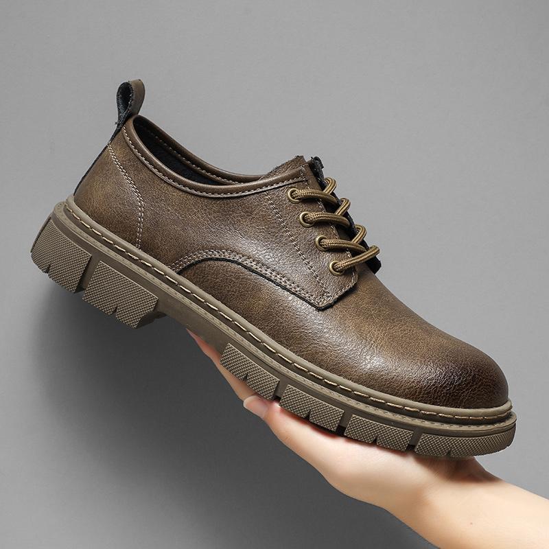 Men's Luxury Leather Shoes 2024 Men Thick Bottom Low Top Formal Shoes Round Toe Breathable Men Dress Shoes Business Oxford Shoes