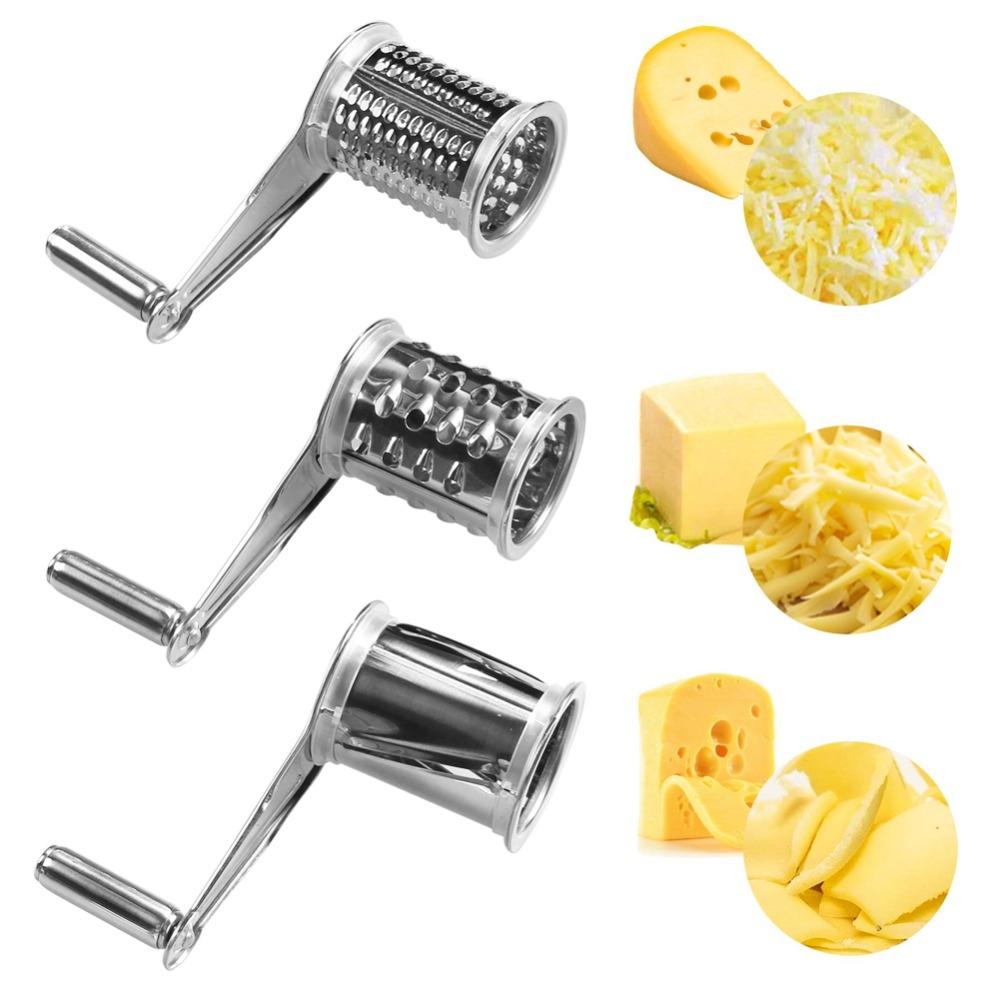 Silver Hand Crank Cheese Grater Stainless Steel Cheese Shredder Tool Cheese Cutter Slicer Kitchen