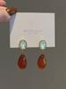 Amber Water Drop Earrings - French Retro Style, Light Luxury, High-End Silver Earrings for Women