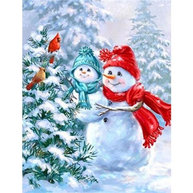 New Year Winter Landscape Christmas Snowman Poster Christmas Decorations Wall Art Painting Christmas Gift Kids Room Decoration