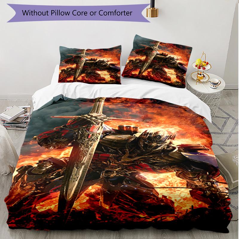 3pcs Duvet Cover Set (1*Duvet Cover + 2*Pillowcase, Without Core), Transformers Print Soft All‑Season Bedding Set, Home Bedroom Decor Gift