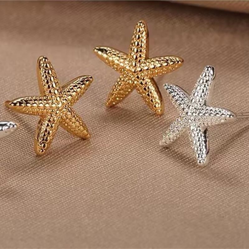 Minimalist Starfish Earrings: Trendy European & American Design with Exaggerated Street Style for Women.