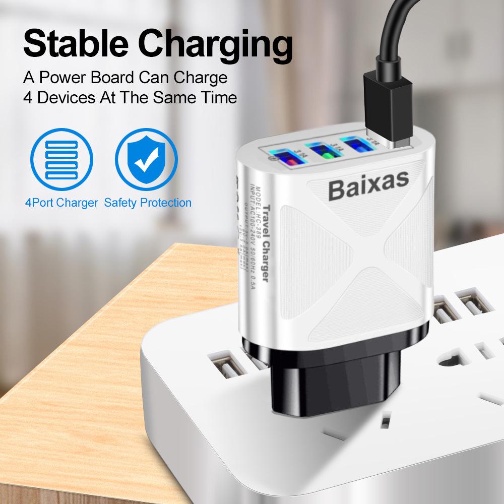 Многопортовое быстрое зарядное устройство 4 USB 5V/2.4A - Вилка AU/EU/UK/US