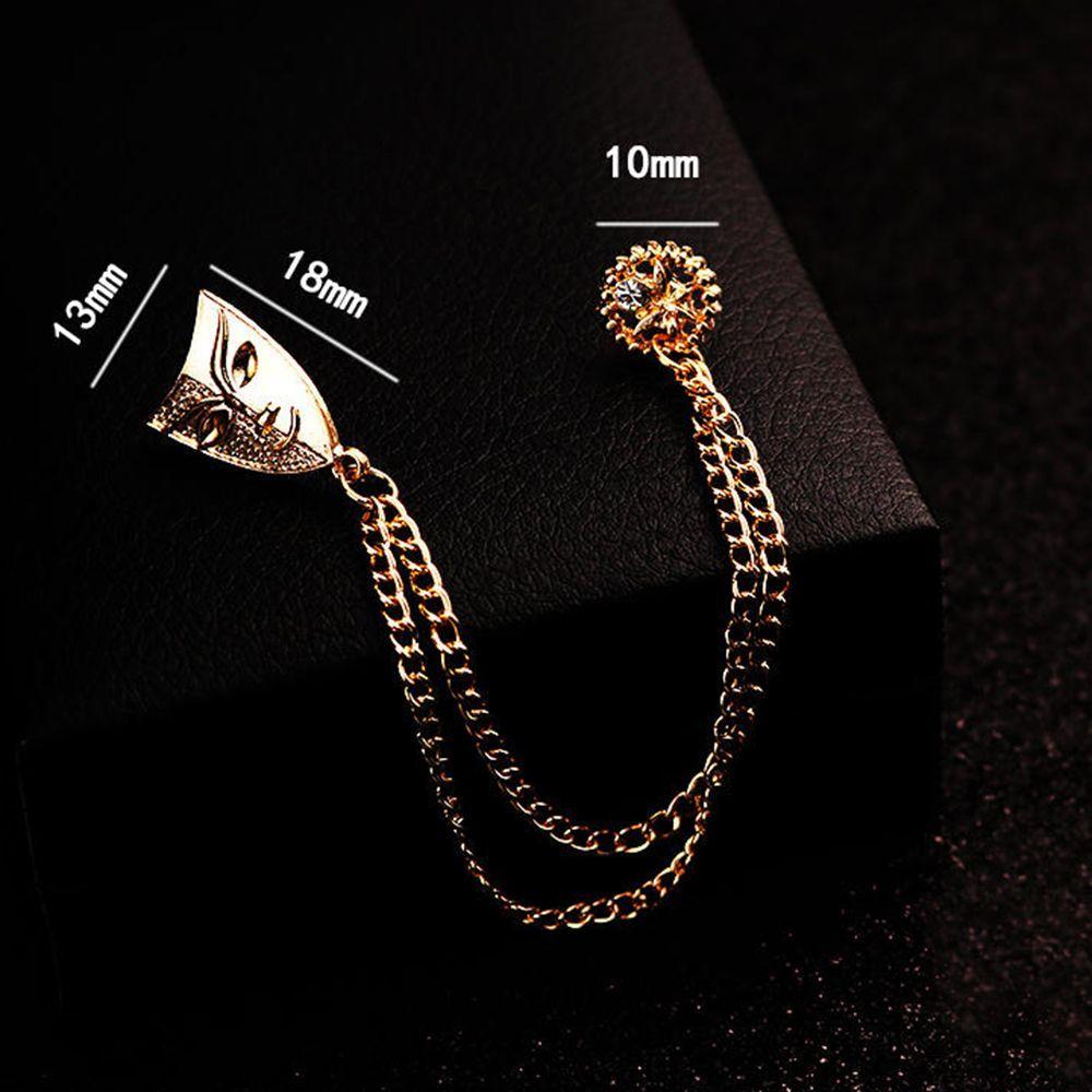 Gold Color Suit Accessories Lapel Pins Tassel Brooches Women Men Mask Tassel Chain Brooch Brooch