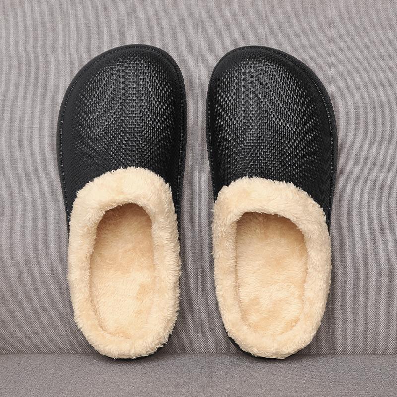 Winter Warm Furry Men Slippers Casual Winter House Slippers Waterproof Indoor Plush Home Cotton Shoes Male Fur Slides Footwear