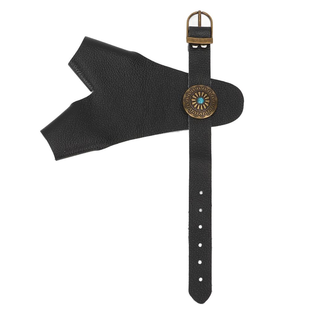 Стрельба из лука Защита руки ПУ кожа Регулируемый ремешок Винтажная отделка заклепками Защита руки Перчатка Черный