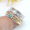 Pearl & Turquoise Ring, Spinner Ring, Handmade Ring, Meditation Ring, Gift For Her, Anniversary Gift, Solid Ring