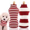 Pet Dog Dog Cat Clothing Teddy Fadou Autumn and Winter Clothing Supplies Wool Thick Red and White Striped Bicycle