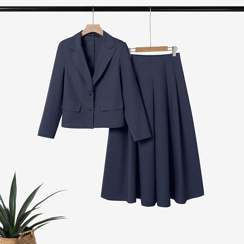 ZANZEA Женские повседневные костюмы из двух предметов: блейзер с длинным рукавом и юбка миди