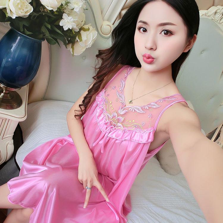 2024 женская летняя ночная рубашка больших размеров из ледяного шелка с подтяжками