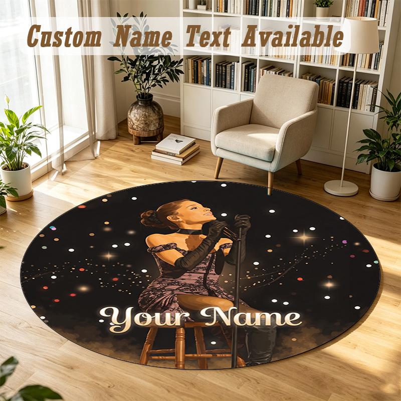 Round Rug Custom NameAriana Grande Pattern Non Slip Carpet Home Floor Decor
