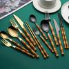 Food Cutlery Imitation Mirror Process Bamboo Tableware Stainless Steel Hotel Western Cuisine Cutlery