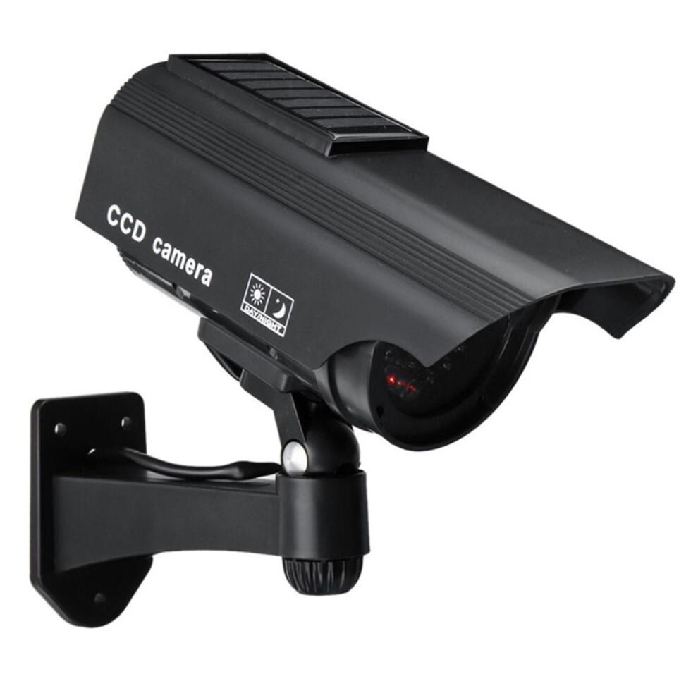 Dummy Security Camera With Realistic Red Flashing Light Solar Powered Simulated Surveillance System For Indoor Outdoor, Compact Design High Resemblanc