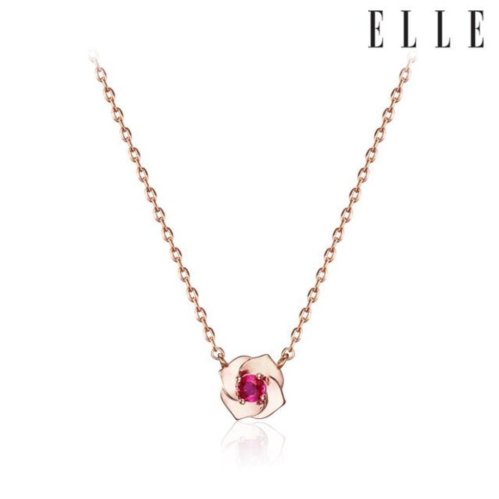 14K GP Ruby Flower Simple Necklace ELBRNN222