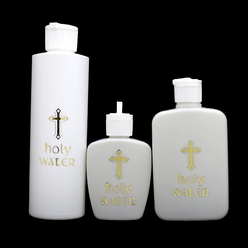 250/60/100Ml Refillable Holy Water Bottle Gold Cross Plastic Container With Screw Lid Christian Easter Party Church Supplies