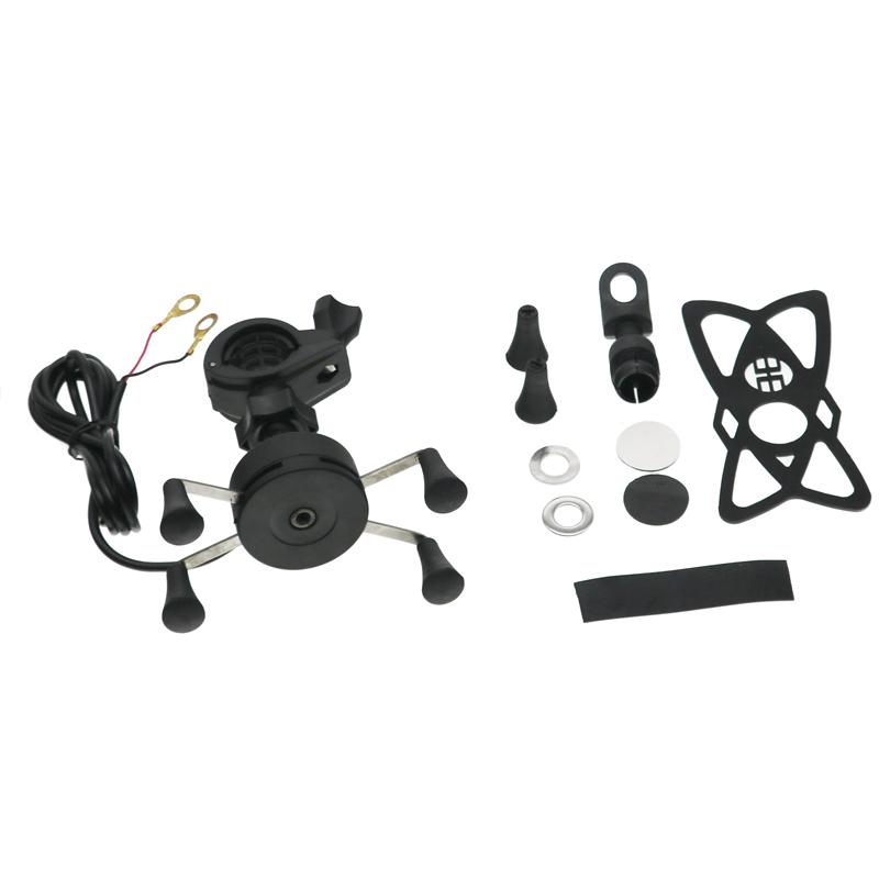 LMoDri Мотоцикл Вращающееся на 360 градусов крепление на руль Держатель для мобильного телефона USB-кронштейн для зарядки Поддержка ручки скутера