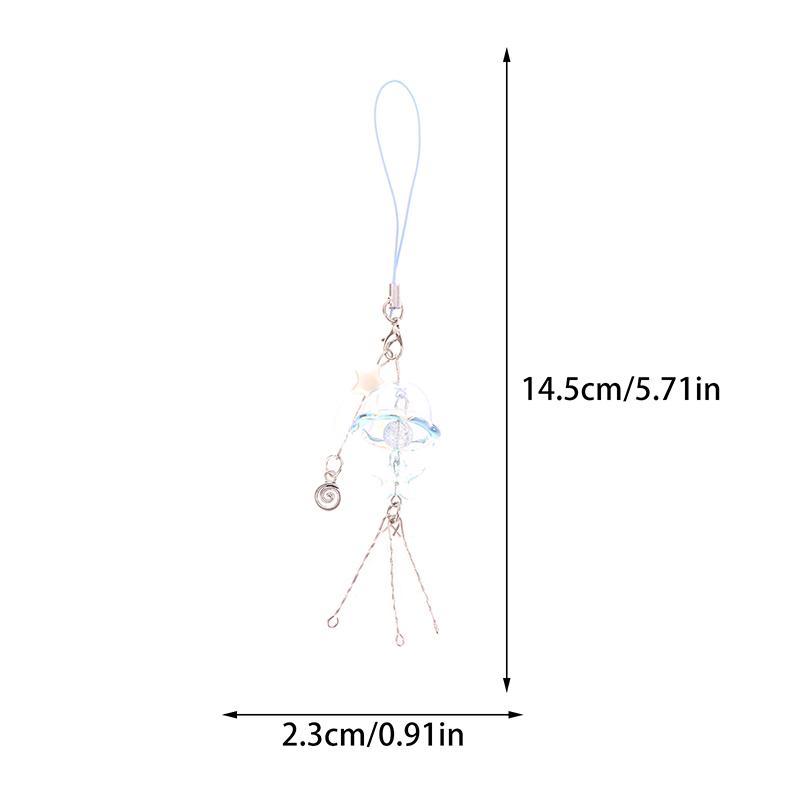 1Pc Y2K Jellyfish Phone Charm Keychain Star Pearl Mobile Phone Chain Unique Fringe Phone Lanyard For Women Girls
