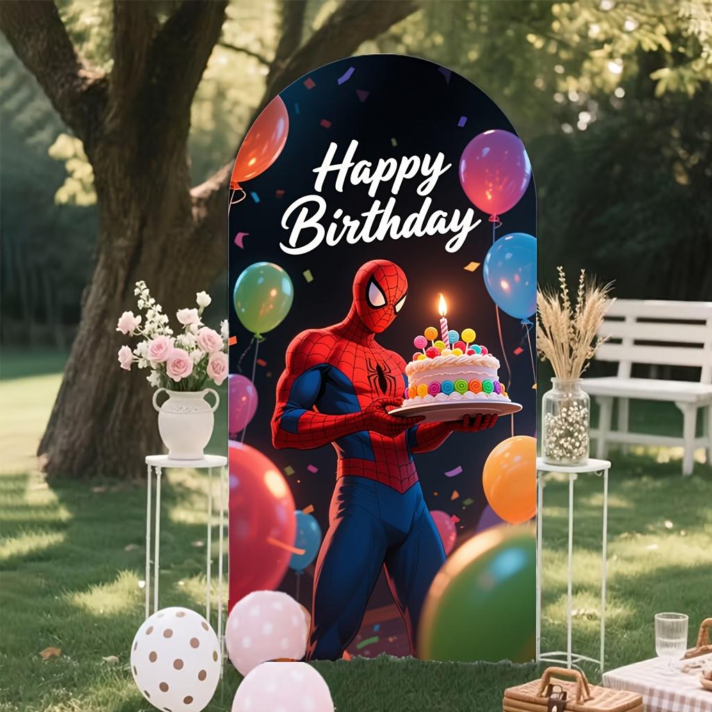 BEPAN Spiderman theme arched background customizable children's birthday party decoration background baby shower props stretch fabric