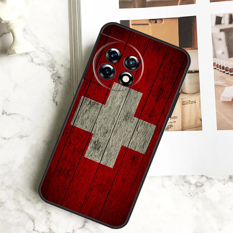 Switzerland Swiss Flag Case For OnePlus 11 12 12R 9 10 Pro 10R 9R 8T 10T Nord CE 2 3 Lite 2T N10 N20 N30 CE4 Cover