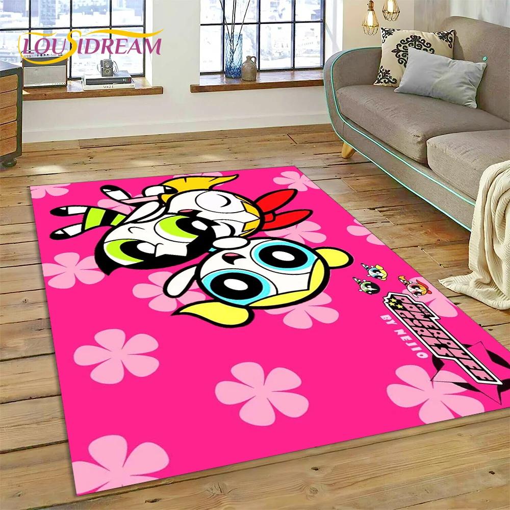 Мультфильм милый P-Powerpuff Girl ковер ковер для спальни гостиная домашний диван украшение,детская игра большой декор напольный коврик подарок
