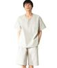 Shijira Roomwear for Henley Shijira Summer Cool Set White [Nishiki] Men, Neck, Weave, 100% Cotton, Material, Pajamas, (17. Plaid/3L/0821)