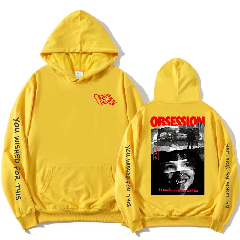 Obsession Makes Me Nervous Hoodie Long Sleeve Casual Unisex Streetwear Pocket Hooded Sweatshirt Graphic Print Tops