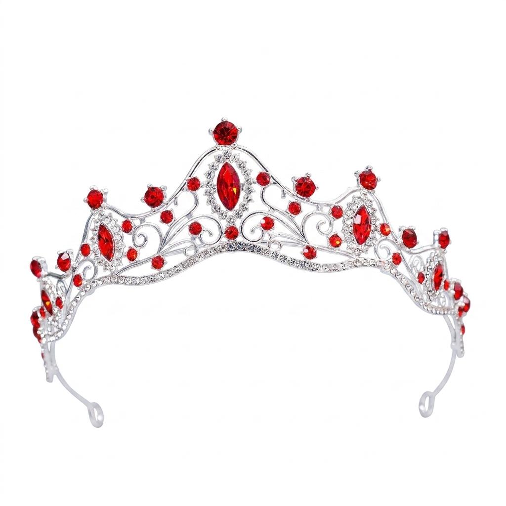 Bridal Rhinestone Crown Headpiece Alloy Base With High-Refractive Index For Wedding Ceremony And Stage Performance