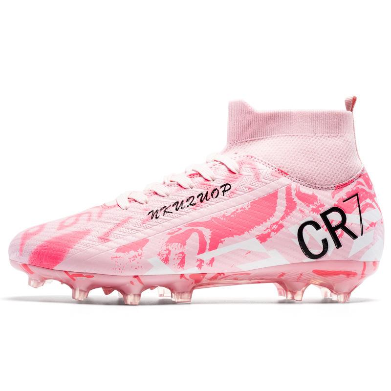 Football shoes men and women high-top youth students outdoor sports AG spikes competition training football shoes