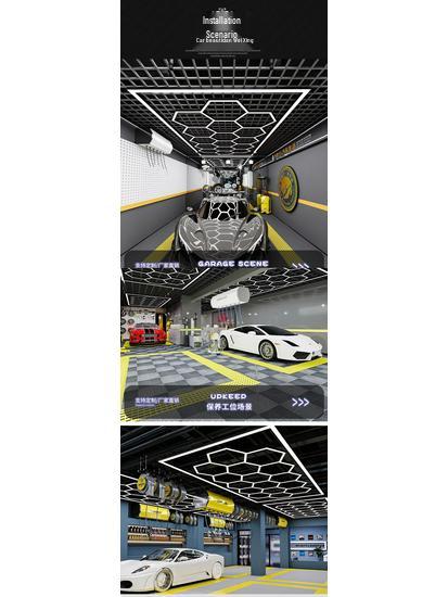 Hexagonal Waterproof LED Honeycomb Lamp for Gyms, Barbershops, and Car Washes.