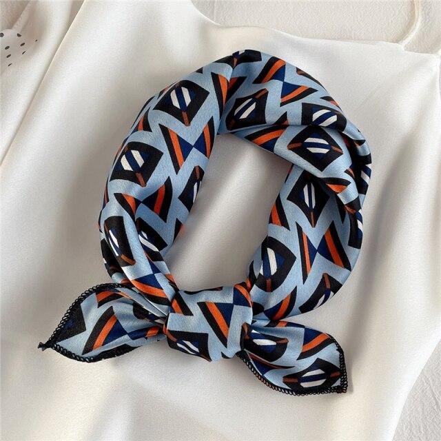 2021 Small Size Women Scarf Fashion Print Silk Scarves Square Neck Office Satin Handkerchief Bandana Foulard