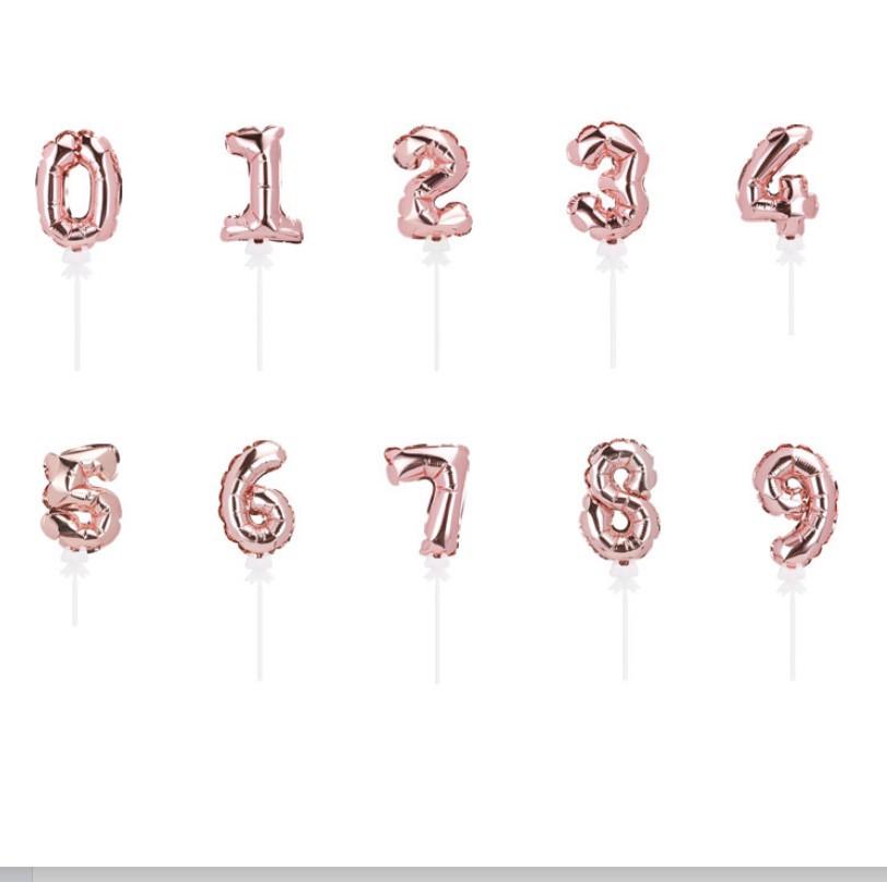 14 см Самонадувающийся алюминиевый шар с цифрой, Украшение для торта, Вставка 0-9 для вечеринки по случаю дня рождения.