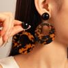 Retro Leopard Print Cutout Round Resin Earrings - High-End European & American Fashion for Women