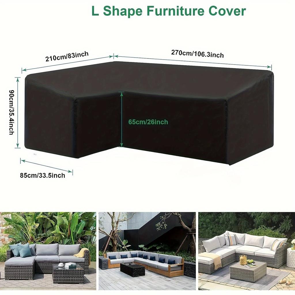 Outdoor L-shaped Outdoor Sofa Cover/furniture Cover, Waterproof, Dustproof, and UV-resistant Outdoor Furniture Cover.